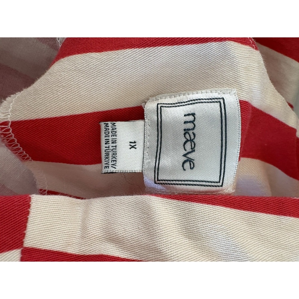 Women's Maeve Square-Neck Shift Dress Red And Ivory Stripes Size 1X - Picture 4 of 6